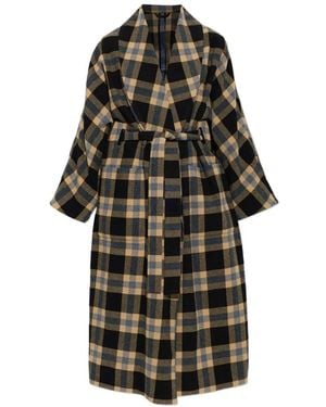 KENZO Check Belted Coat - Black