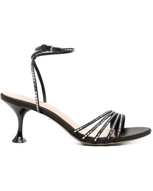 Lola Cruz Emma Crystal-Embellished Sandals - White