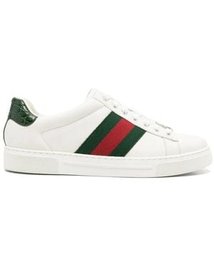 Gucci Ace Sneakers Mit Kroko-Effekt - Weiß