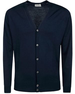 John Smedley Merino-Wool Buttoned Cardigan - Blue