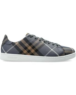 Burberry Check-Print Lace-Up Trainers - Grey