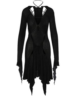 SRVC Studio Cut-Out Asymmetric Midi Dress - Black
