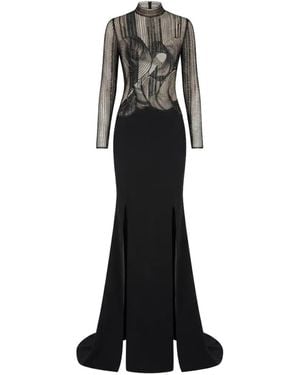 Gemy Maalouf Bead-Embellished Semi-Sheer Dress - White