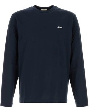Autry Long-Sleeve Logo-Embroidered T-Shirt - Blue