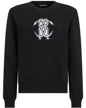 Roberto Cavalli Cut-Out Embroidered-Logo Jumper - Black