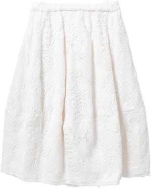 Comme des Garçons Falda Midi Con Motivo De Encaje - Blanco