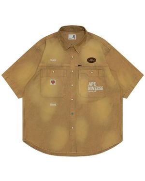Aape By A Bathing Ape Embroidered-Logo Shirt - Natural