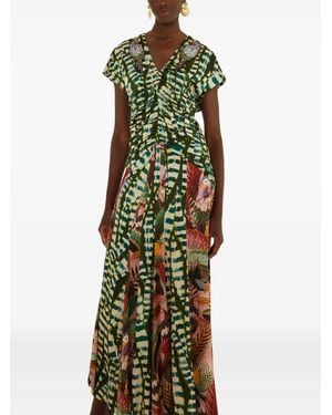 FARM Rio Vestido Midi Con Detalle De Cuentas - Verde