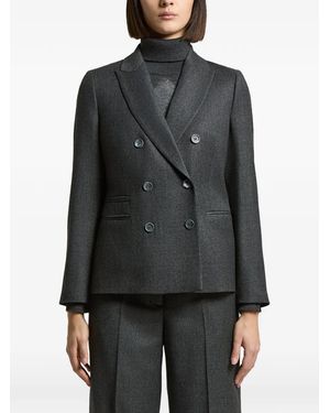 Peserico Double-Breasted Peaked-Lapels Jacket - Black