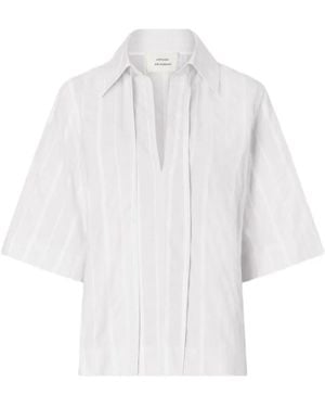 Loulou de Saison Sofi Striped Drawstring Blouse - White