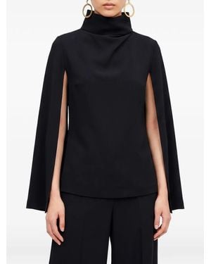 SUTTON NEW YORK Split-Sleeve High-Neck Blouse - Blue