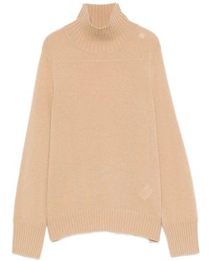 Allude Ribbed-Knit Mock-Neck Jumper - Natural