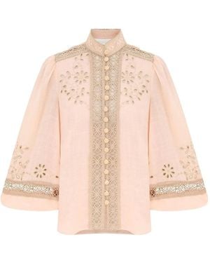 Zimmermann Chemise À Fleurs Brodées - Natural