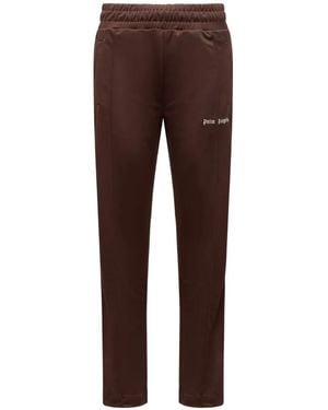 Palm Angels Logo-Print Side-Stripe Track Trousers - Brown