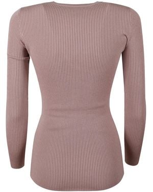 Elisabetta Franchi Ribbed Top - Brown