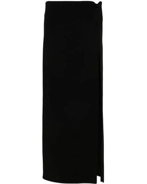 Magda Butrym Floral-Appliqué Wool-Blend Skirt - Black