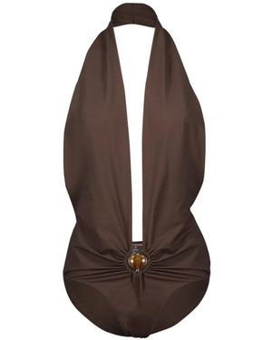 Christopher Esber Bañador con cuello en V - Marrón