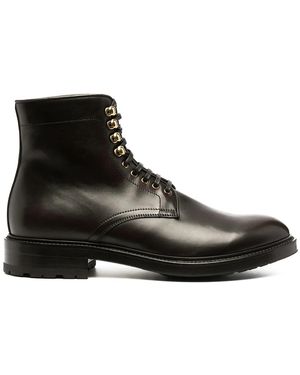SCAROSSO Eyelet-Detail Lace-Up Boots - Black