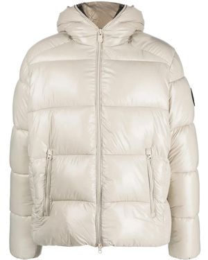 Save The Duck Logo-Patch Puffer Jacket - Natural