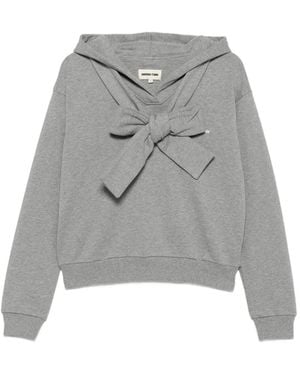 ShuShu/Tong Bow-Detail Logo-Print Hoodie - Gray