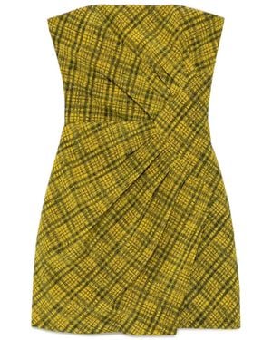 Alessandra Rich Vestido A Cuadros - Verde
