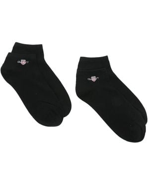 GANT Logo-Embroidered Ankle Socks Set Of Two - Black