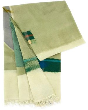 Exquisite J Graphic-Pattern Fringed Scarf - Green