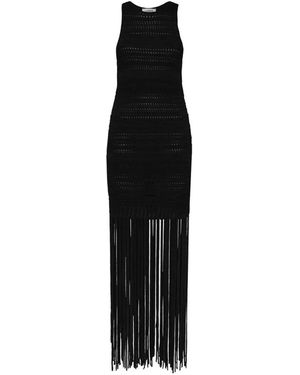 Laneus Fringed-Hem Knitted Dress - Black