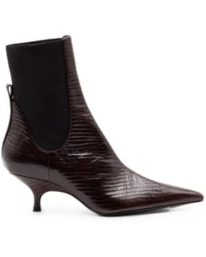 Gia Borghini Tara Reptile-Effect Chelsea Ankle Boots - Black