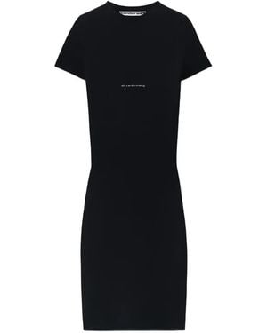 Alexander Wang Logo-Detail Short-Sleeve Crewneck Mini Dress - Black