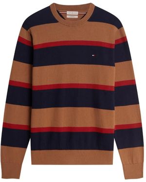 Tommy Hilfiger Striped Crew-Neck Sweater - Blue