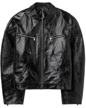Séfr Zip-Up Leather Jacket - Black