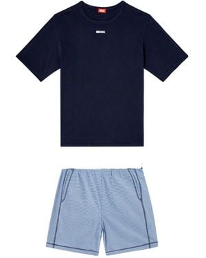 DIESEL Kit-Raul-D-Core Check-Pattern Pyjama Set - Blue