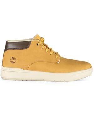 Timberland Leather Lace-Up Trainers - Natural