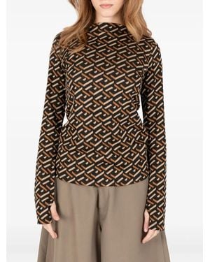 Societe Anonyme D-Skin Geometric-Pattern T-Shirt - Brown