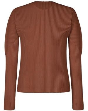 Homme Plissé Issey Miyake Plissé-Effect Long-Sleeve Jumper - Brown