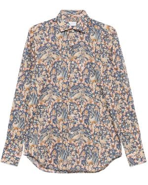 Xacus Floral-Print Cotton Shirt - White