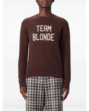 MC2 Saint Barth New Queen Slogan-Intarsia Jumper - Brown