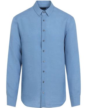 Giorgio Armani Linnen Overhemd - Blauw