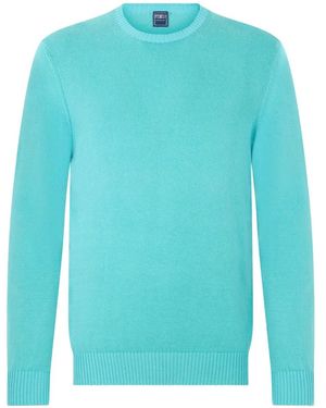 Fedeli Crew-Neck Long-Sleeve Jumper - Blue