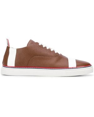 Thom Browne Brown Pebbled Football Cap Toe Trainer