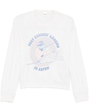 RE/DONE T-Shirt Boxy Boyfriend A Maniche Lunghe - Bianco