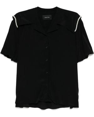 Simone Rocha Cropped Sailor Collar Shirt - ブラック