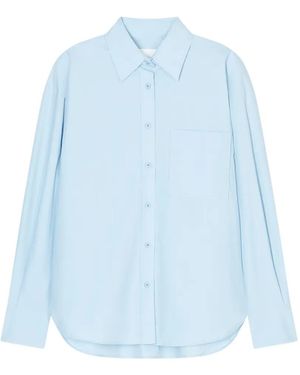 Closed Embroidered Oversized Shirt - Blue