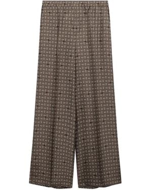 Max Mara Printed Silk Trousers - Brown