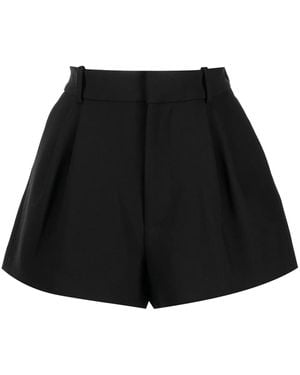 Area Logo-Laque Pleated Tailored Shorts - Black