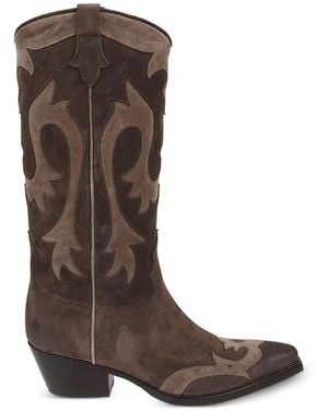 Sartore Paneled Suede Boots - Brown
