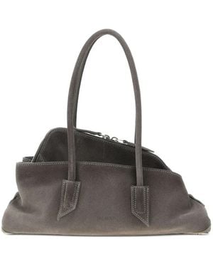 The Attico Small La Passeggiata Suede Shoulder Bag - Black
