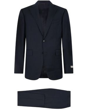 Canali Two-Button Logo-Patch Suit - Blue