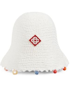 CASABLANCA Crocheted Logo-Appliqué Bucket Hat - White